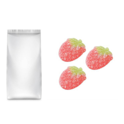 Voorverpakte snoepzakjes blanco – Gesuikerde aardbeien 180g x10